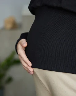 Prenatal Maglieria Premaman-Felpa Premaman Nera Con Cappuccio