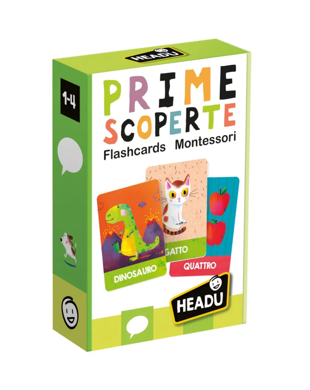Headu Giochi Didattici-Flashcards Montessori Prime Scoperte. Per Imparare Parole Numeri E Forme 1/4 Anni -