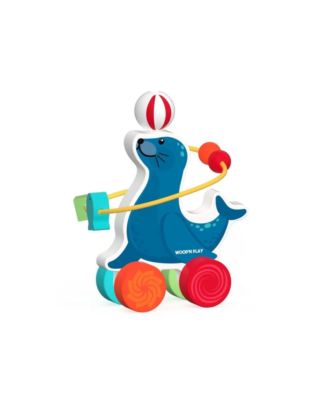 Wood'N'Play Giochi Primi Mesi-Foca Attivita’ Con Ruote - Wood 'N’ Play