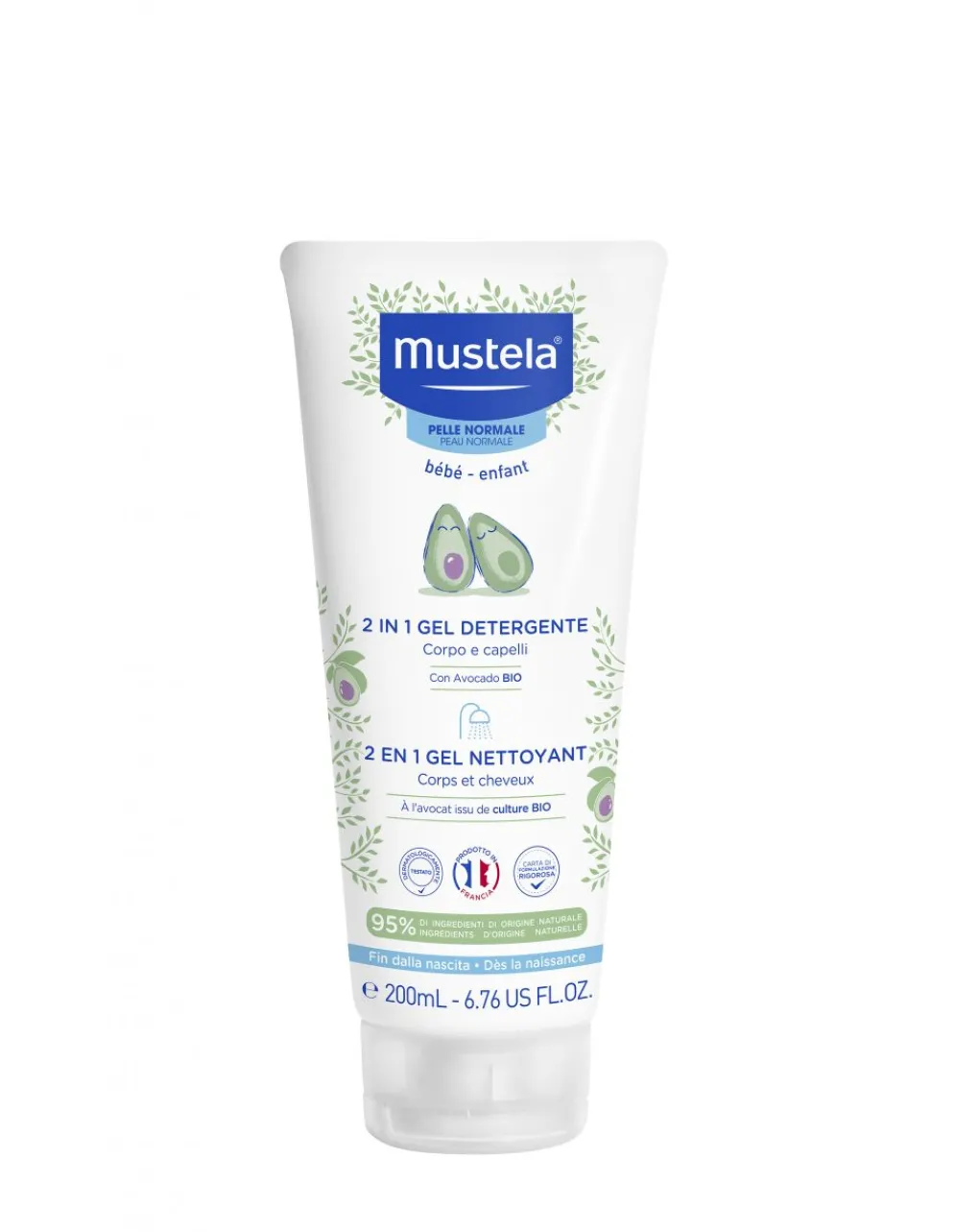 Mustela Saponi E Bagnoschiuma-Gel Detergente 2In1 200Ml -