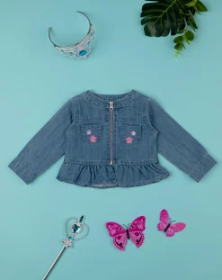 Prenatal Giubbini E Piumini-Giubbino Bimba Denim Con Ricamo