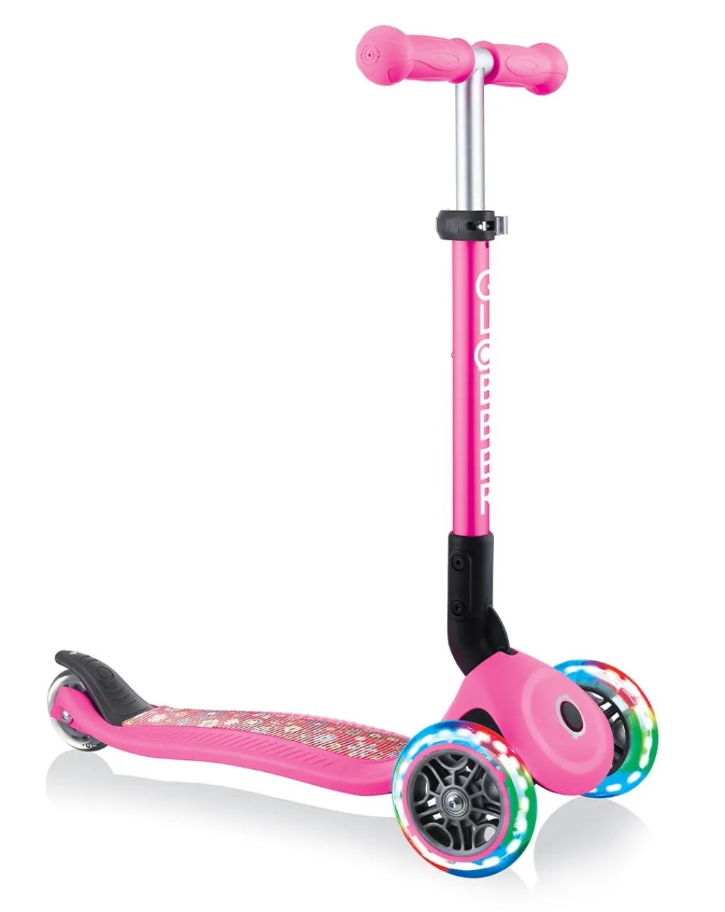 Globber Tricicli Biciclette Monopattini E Accessori-- Junior Foldable Fantasy Light - Pink Flowers