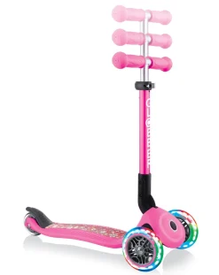 Globber Tricicli Biciclette Monopattini E Accessori-- Junior Foldable Fantasy Light - Pink Flowers