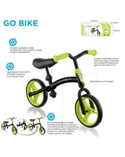 Globber Cavalcabili E Primi Passi-Go Bike - Black/Lime Green -
