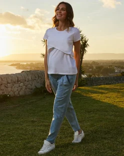 Prenatal Pantaloni Gonne E Leggings-Jeans Premaman Con Pinces E Fascia Alta In Vita