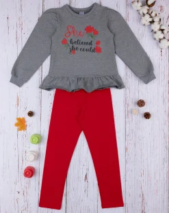 Prenatal Vestiti E Completi-Jogger Bambina Grigio E Rosso