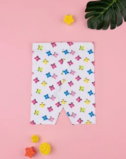 Prenatal Leggings E Gonne-Legging Bimba Bianco Stampa Colorata Fiori Allover