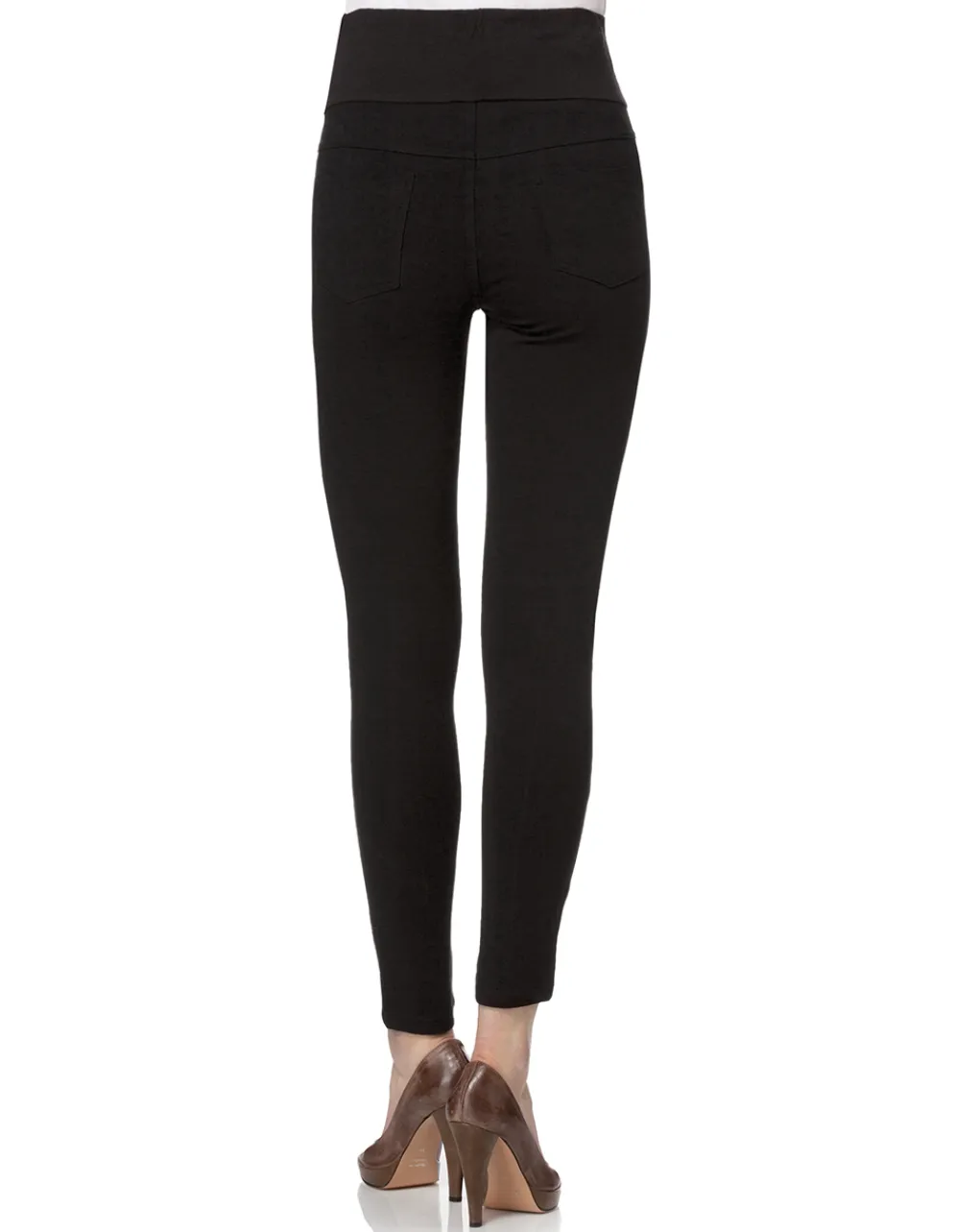 Prenatal Pantaloni Gonne E Leggings-Leggings Nero In Punto Milano Con Nervatura Centrale