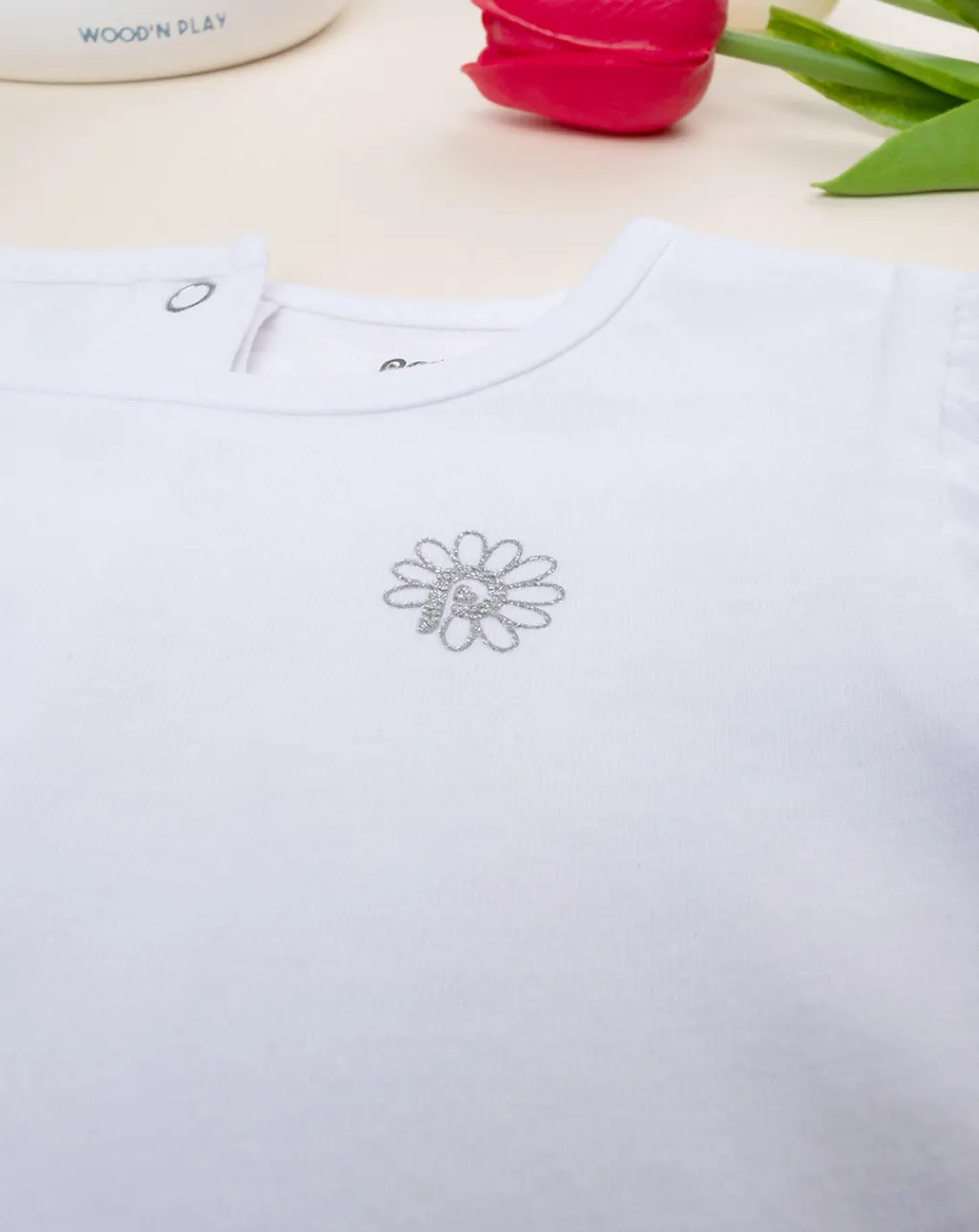 Prenatal Magliette Camicie E Body-Maglia Elegante Bambina Maniche Cortebianca
