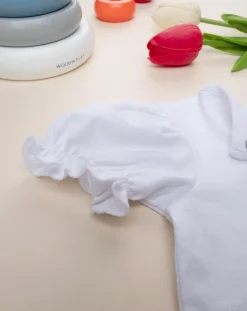 Prenatal Magliette Camicie E Body-Maglia Elegante Bambina Maniche Cortebianca
