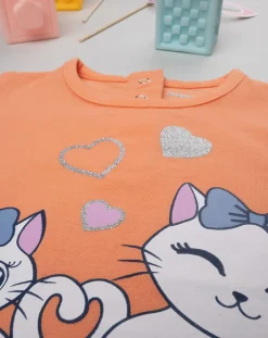 Prenatal Magliette Camicie E Body-Maglia Maniche Lunghe Bimba Arancione Con Gattini