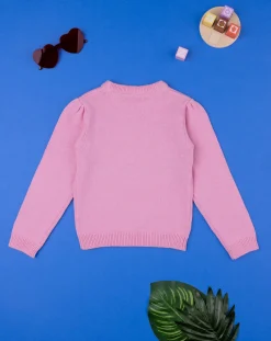Prenatal Felpe E Maglioni-Maglia Tricot Bimba Rosa "Cuore Dorato”