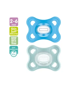 Mam Succhietti-2 Pz Succhietti Comfort 2-6M Silicone Azzurro/Verde