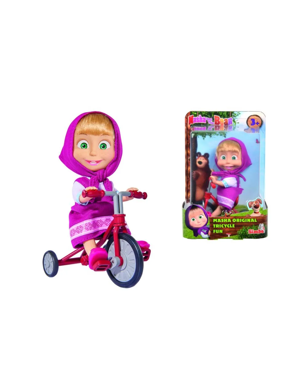 Masha&Orso Bambole Personaggi E Accessori-Masha & Orso - Masha Cm 12 Con Triciclo Originale