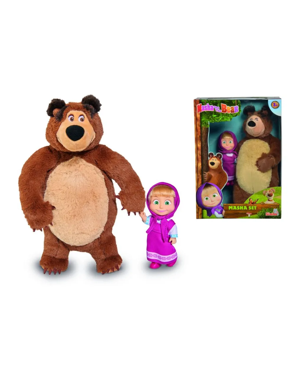 Masha&Orso Bambole Personaggi E Accessori-Masha & Orso - Masha Minidoll Classica Con Orso Plush Cm 25 Con Personaggi E Playset