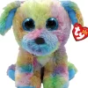 TY Bambole Personaggi E Accessori-Max The Dog Cagnolino Peluche Arcobaleno Con Occhioni Glitter Azzurri 15 Cm -