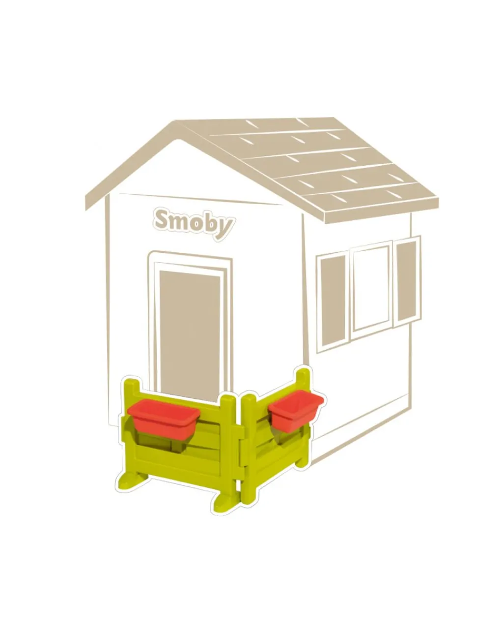 Smoby Casette E Tende-Modulo Steccato Con Fioriere Per Casette -