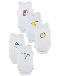 Prenatal Magliette E Body Intimi-Pack 5 Body Bianchi Con Animaletti
