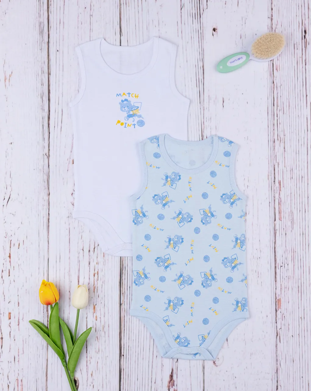 Prenatal Body Intimo E Calze-Pack 2 Body Bimbo Azzurro Organic Cotton
