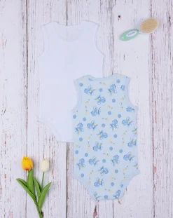 Prenatal Body Intimo E Calze-Pack 2 Body Bimbo Azzurro Organic Cotton