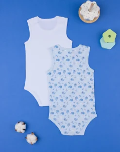 Prenatal Body Intimo E Calze-Pack 2 Body Bimbo Bianco/Azzurro