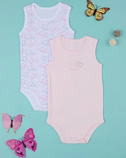 Prenatal Body Intimo E Calze-Pack 2 Body Costina Bimba "Farfalle”