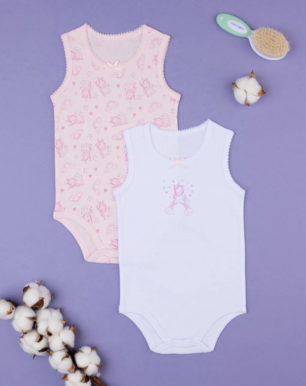 Prenatal Body Intimo E Calze-Pack 2 Body Costina Bimba "Unicorno”