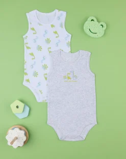 Prenatal Body Intimo E Calze-Pack 2 Body Costina Bimbo "Dinosauro”