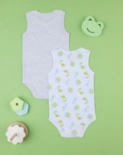 Prenatal Body Intimo E Calze-Pack 2 Body Costina Bimbo "Dinosauro”