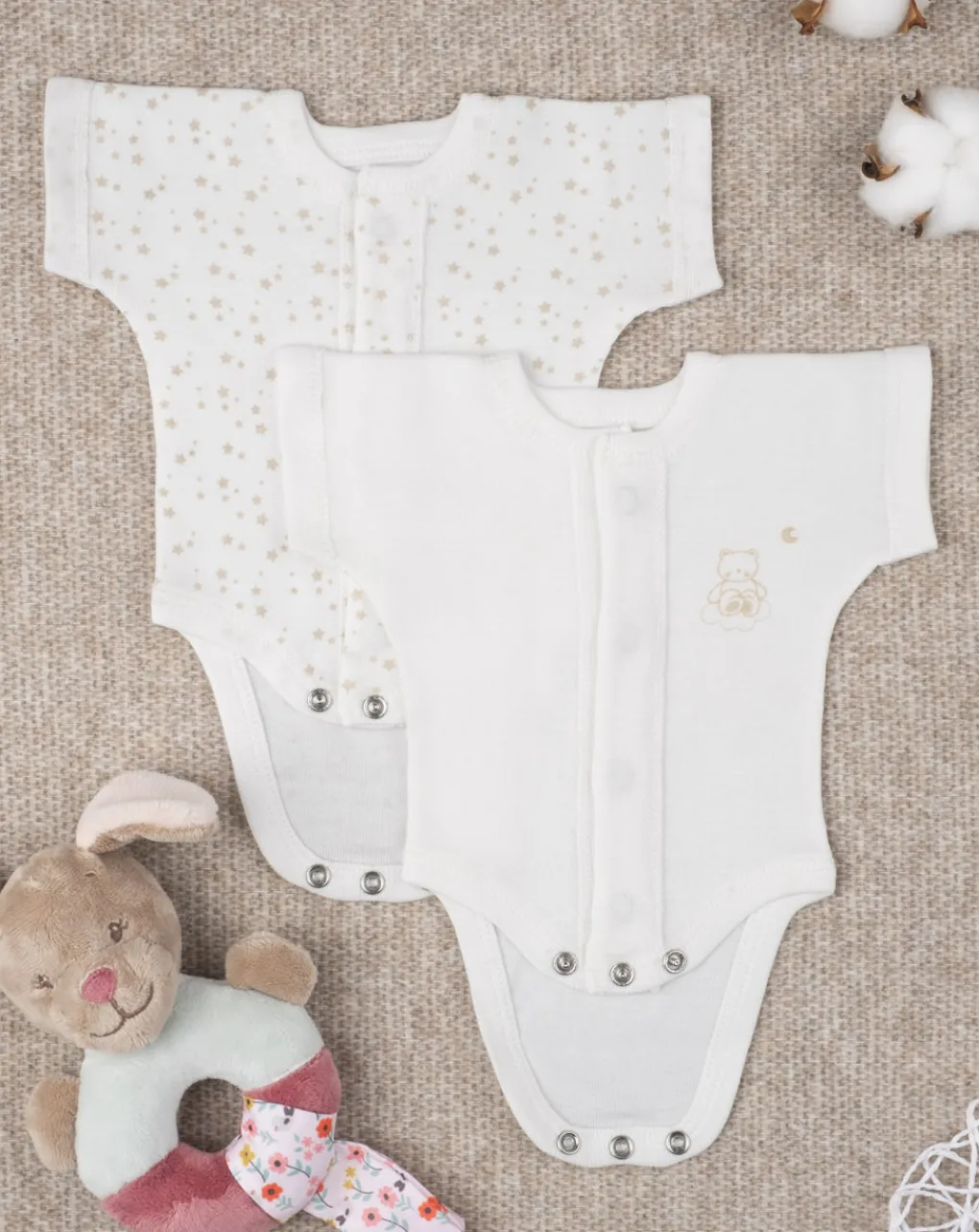 Prenatal Prematuri-Pack 2 Body Felpati "Stelline” Oeko-Tex