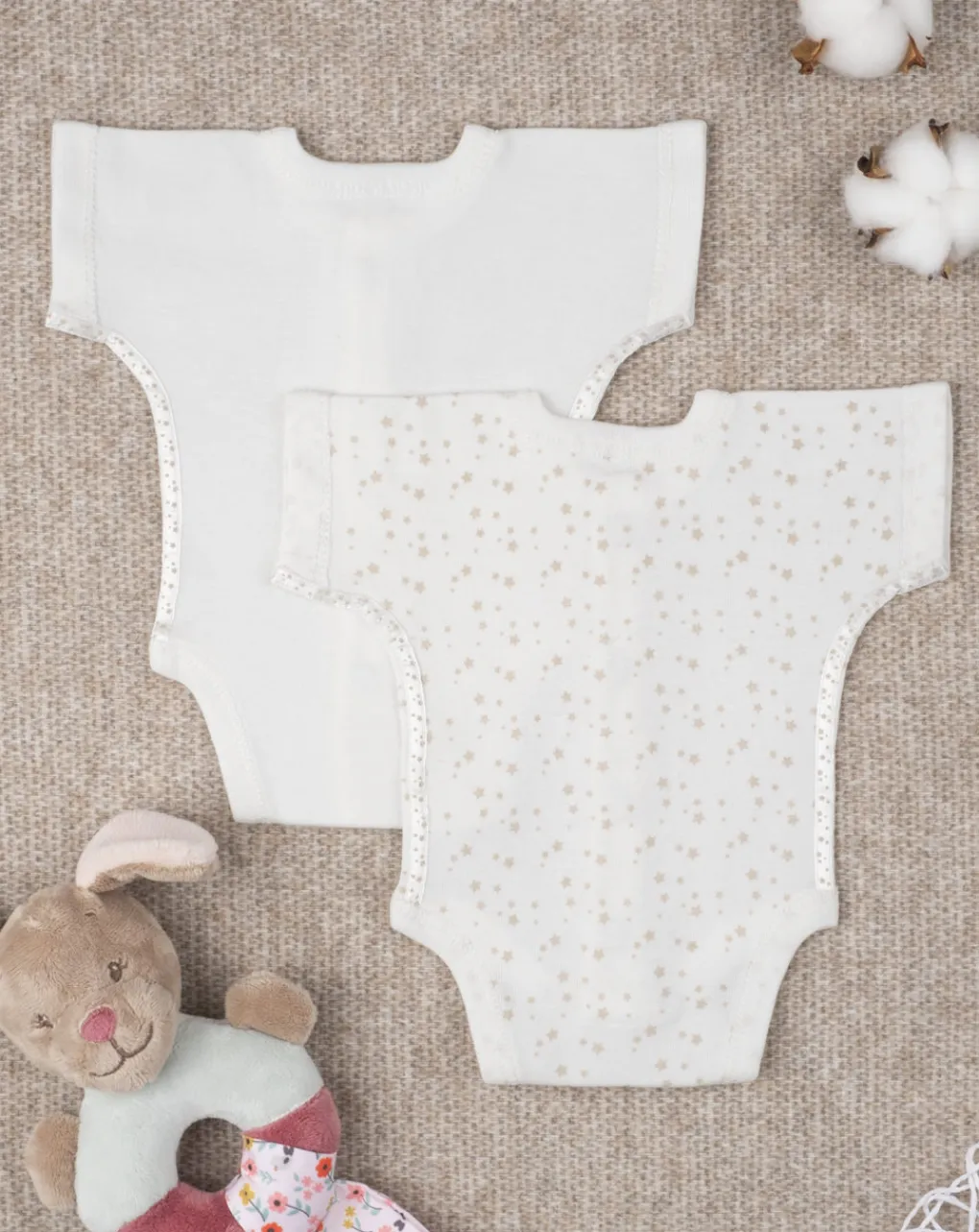 Prenatal Prematuri-Pack 2 Body Felpati "Stelline” Oeko-Tex