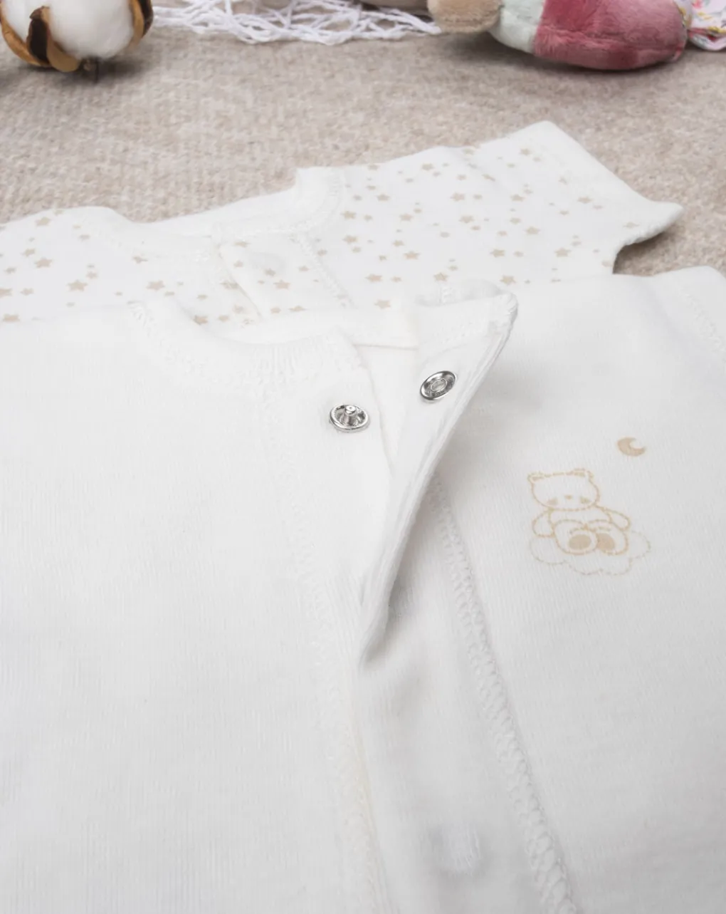 Prenatal Prematuri-Pack 2 Body Felpati "Stelline” Oeko-Tex