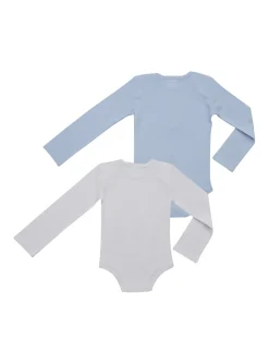 Prenatal Body Intimo E Calze-Pack 2 Body Scollo Americano Azzurro E Bianco