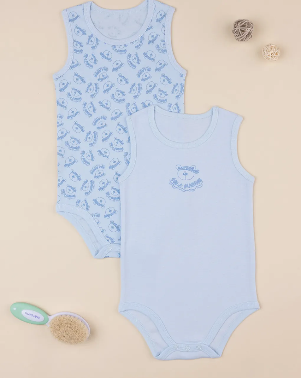 Prenatal Body Intimo E Calze-Pack 2 Body Spalla Larga Bimbo Orsetti Oeko-Tex