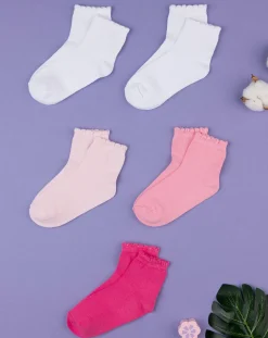 Prenatal Intimo E Calze-Pack 5 Calze Bambina Bianche E Rosa