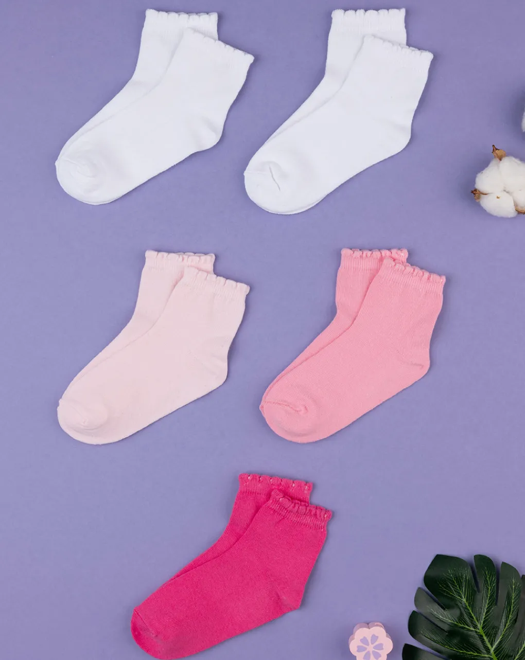 Prenatal Intimo E Calze-Pack 5 Calze Bambina Bianche E Rosa