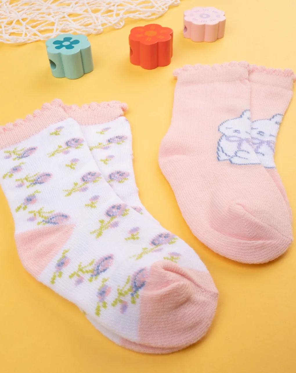 Prenatal Scarpine E Calze-Pack 2 Calze Bimba Rosa "Conigli”
