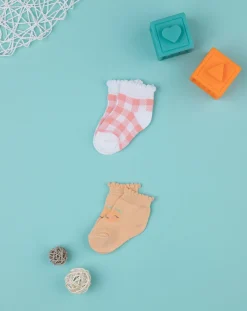 Prenatal Scarpine E Calze-Pack 2 Calze Bimba "Vichy E Albicocche”