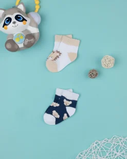 Prenatal Scarpine E Calze-Pack 2 Calze Bimbo Blu/Beige