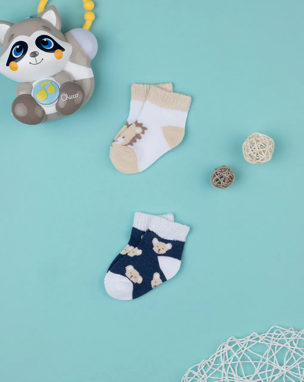 Prenatal Scarpine E Calze-Pack 2 Calze Bimbo Blu/Beige