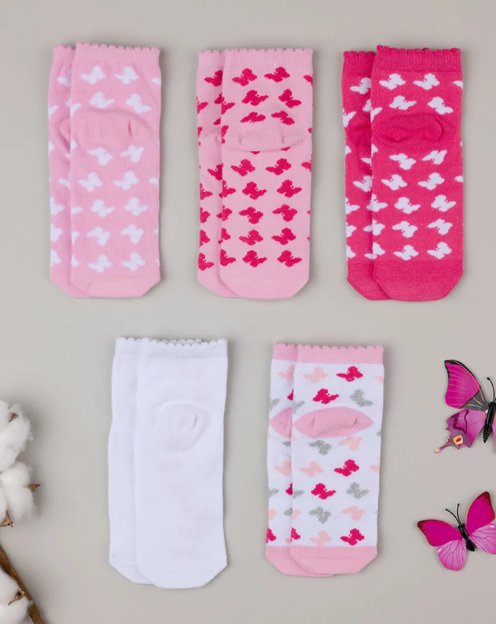 Prenatal Intimo E Calze-Pack 5 Calze Corte Bambina "Farfalle”