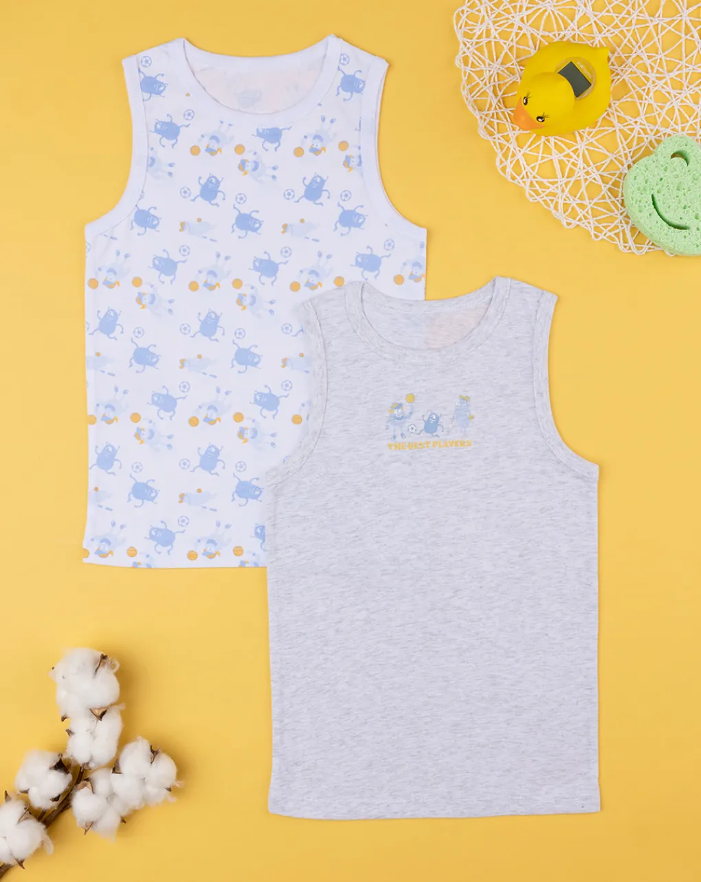 Prenatal Intimo E Calze-Pack 2 Canotte Jersey Bimbo "Mostri”