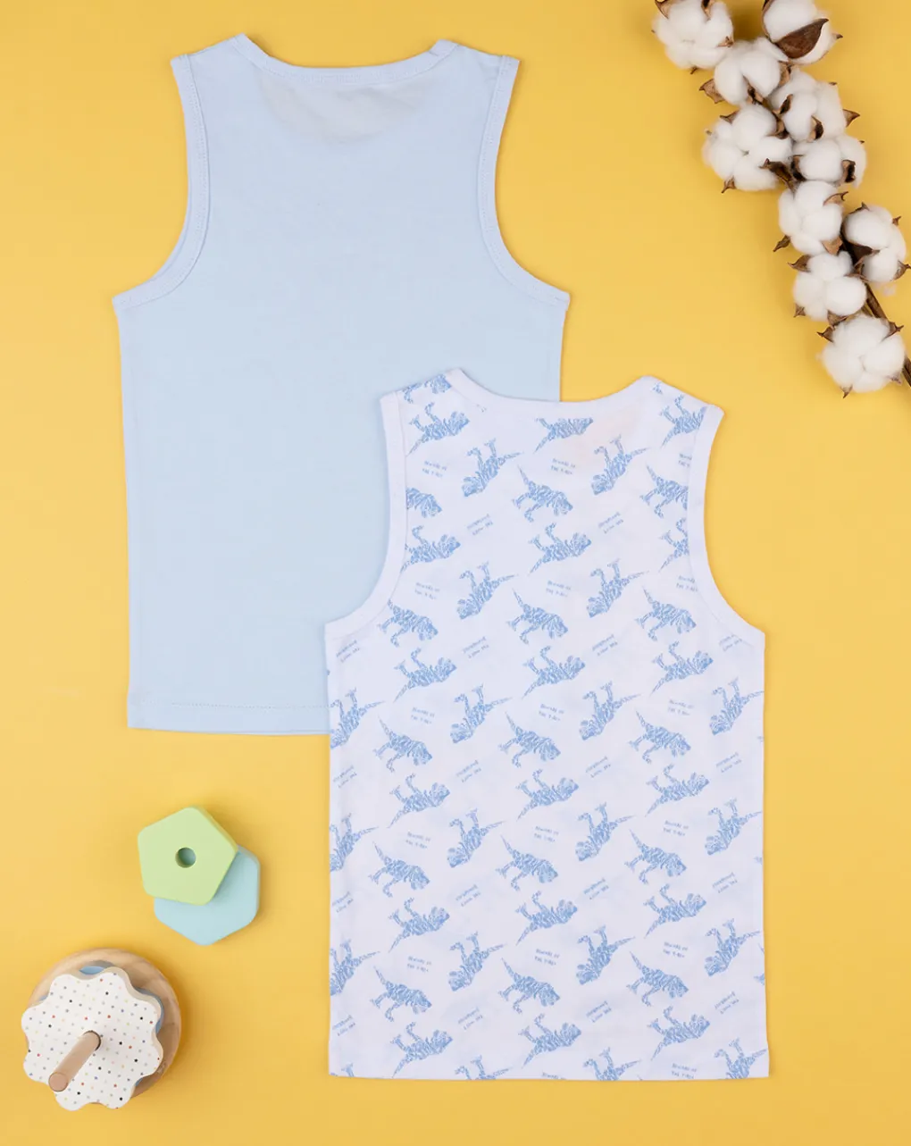 Prenatal Intimo E Calze-Pack 2 Canotte Jersey Bimbo "Dinosauri”