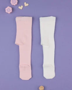 Prenatal Body Intimo E Calze-Pack 2 Collant Bimba Bianco E Rosa