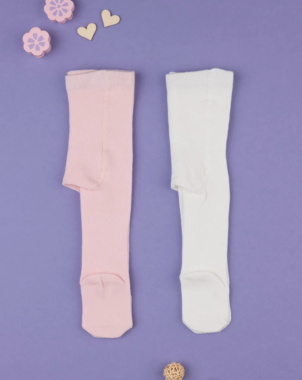 Prenatal Body Intimo E Calze-Pack 2 Collant Bimba Bianco E Rosa