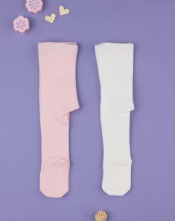 Prenatal Body Intimo E Calze-Pack 2 Collant Bimba Bianco E Rosa