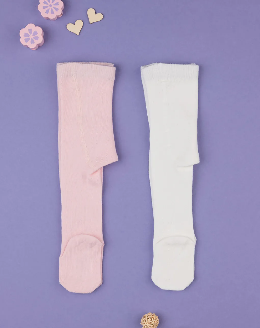 Prenatal Body Intimo E Calze-Pack 2 Collant Bimba Bianco E Rosa