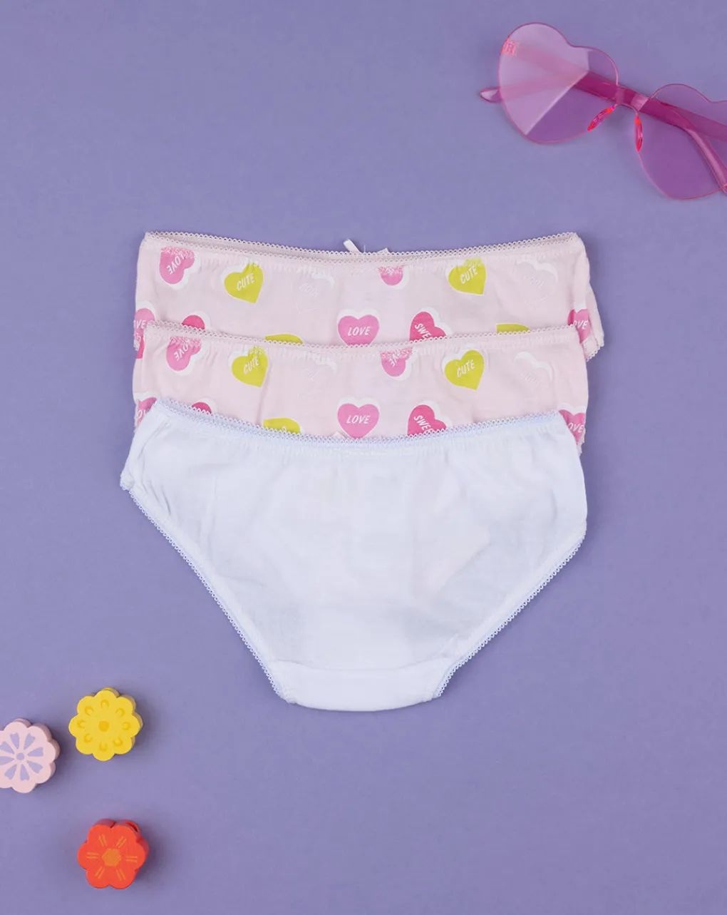 Prenatal Intimo E Calze-Pack 3 Slip Bambina Cuori