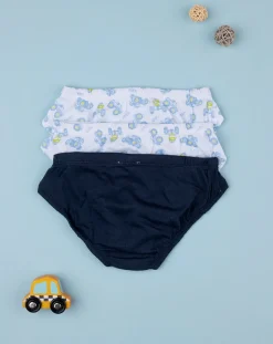Prenatal Intimo E Calze-Pack 3 Slip Jersey Bimbo Bianco/Grigio