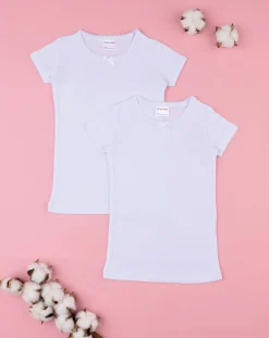 Prenatal Magliette E Camicie-Pack 2 T-Shirt Intime Bambina Manica Corta Con Bordo Croquette